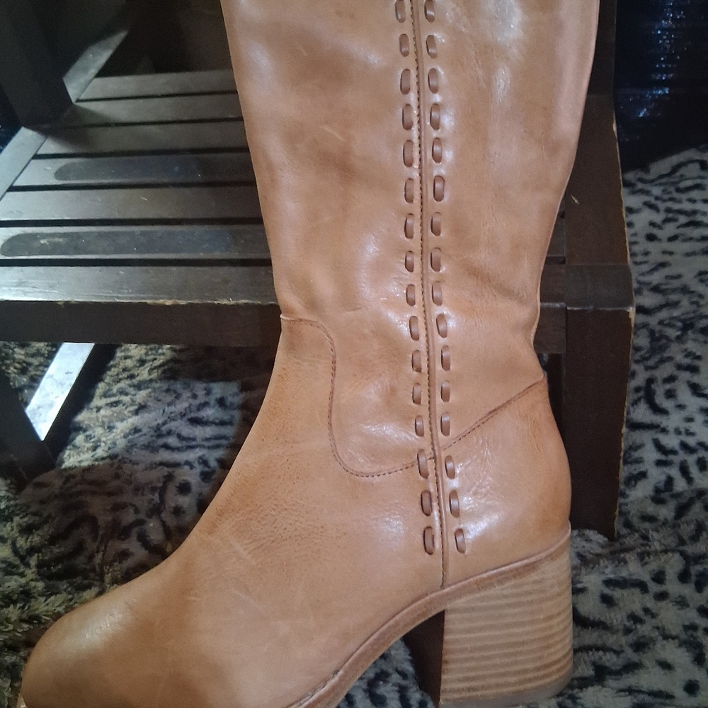 Tan Leather Knee-High Boots